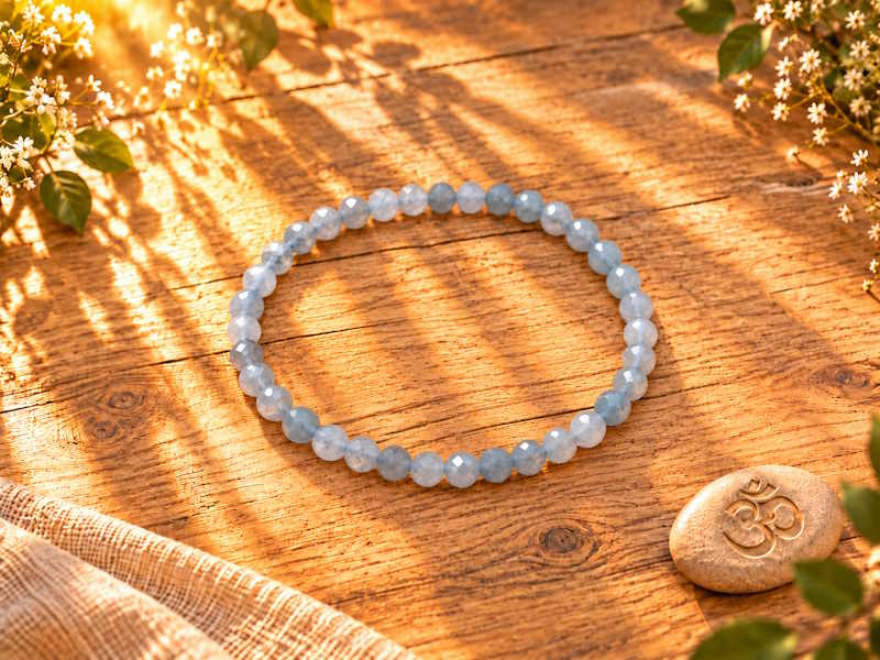 Pulsera Aguamarina bola facetada